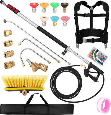 #ad Telescoping Pressure Washer Wand 24 FT Gutter Cleaning Tool with Brush Power W $184.93