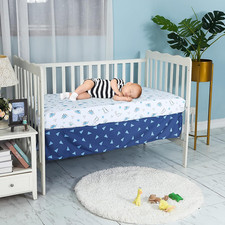 3 PC Crib Bedding Set Boys Baby Dinosaur Fitted Sheet Dust Ruffle Comforter