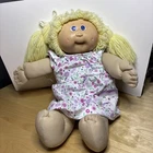 Cabbage Patch Doll 1978 1982 Blond Hair Ponytail Blue Eyes Flower Outfit
