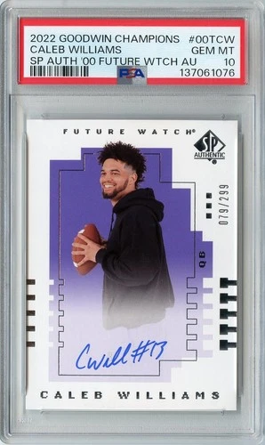 2022 SP Authentic Caleb Williams '00 FUTURE WATCH Rookie Auto #'D 79/299 PSA 10