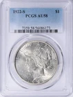 1922-S Peace Silver Dollar $1 *PCGS AU58 Choice About Uncirculated* Blast White
