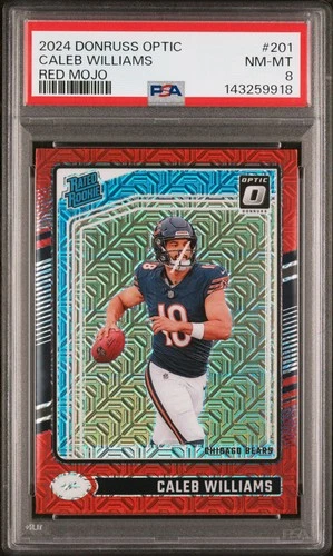 2024 PANINI DONRUSS OPTIC RED MOJO #201 CALEB WILLIAMS ROOKIE RC PSA 8