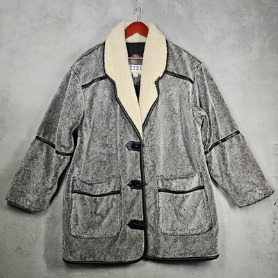 Izzi Outerwear Men's Coat Charcoal Gray Black Faux Leather Trim w Toggles Sz M