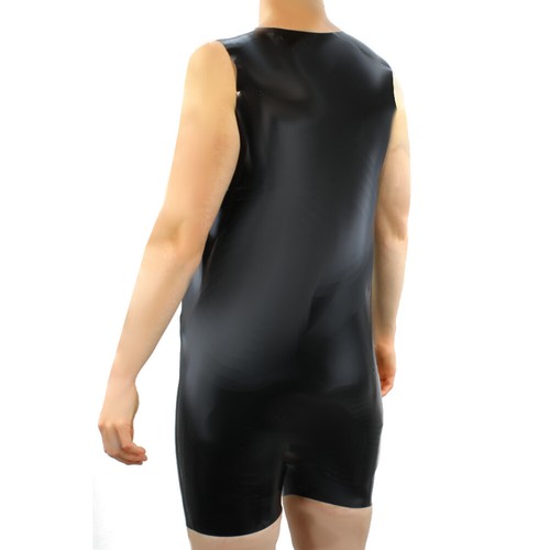 LatexDreamwear - body/catsuit/tuta intera 100% lattice corta nera senza maniche - Foto 2 di 2