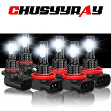 FOR Ford Escape 2017 6x 6000K LED Full Front Headlight Hi/Lo+Fog Light Bulbs