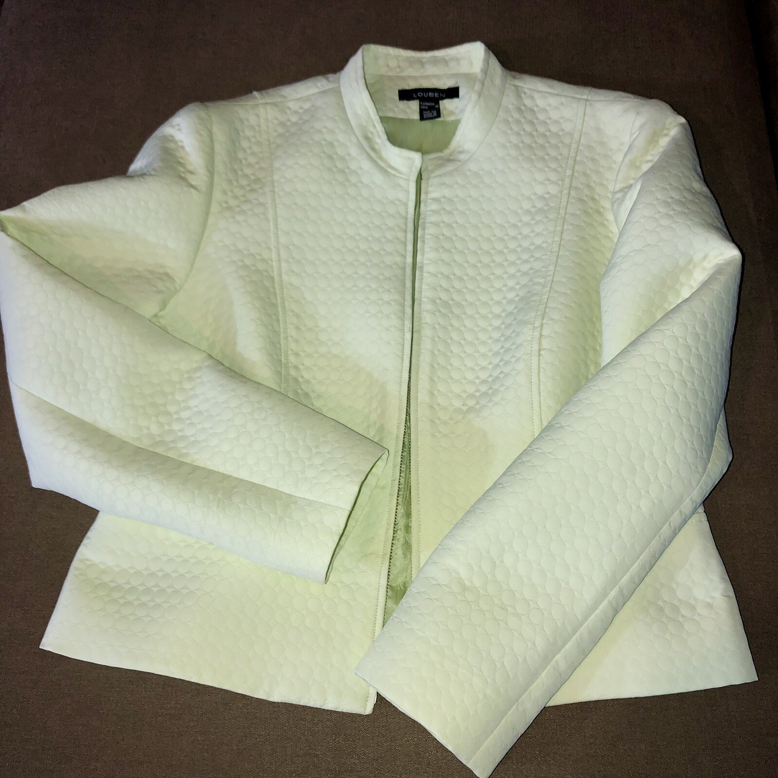 Louben Lime Green Quilted Jacket Circle Design Women’… Gem