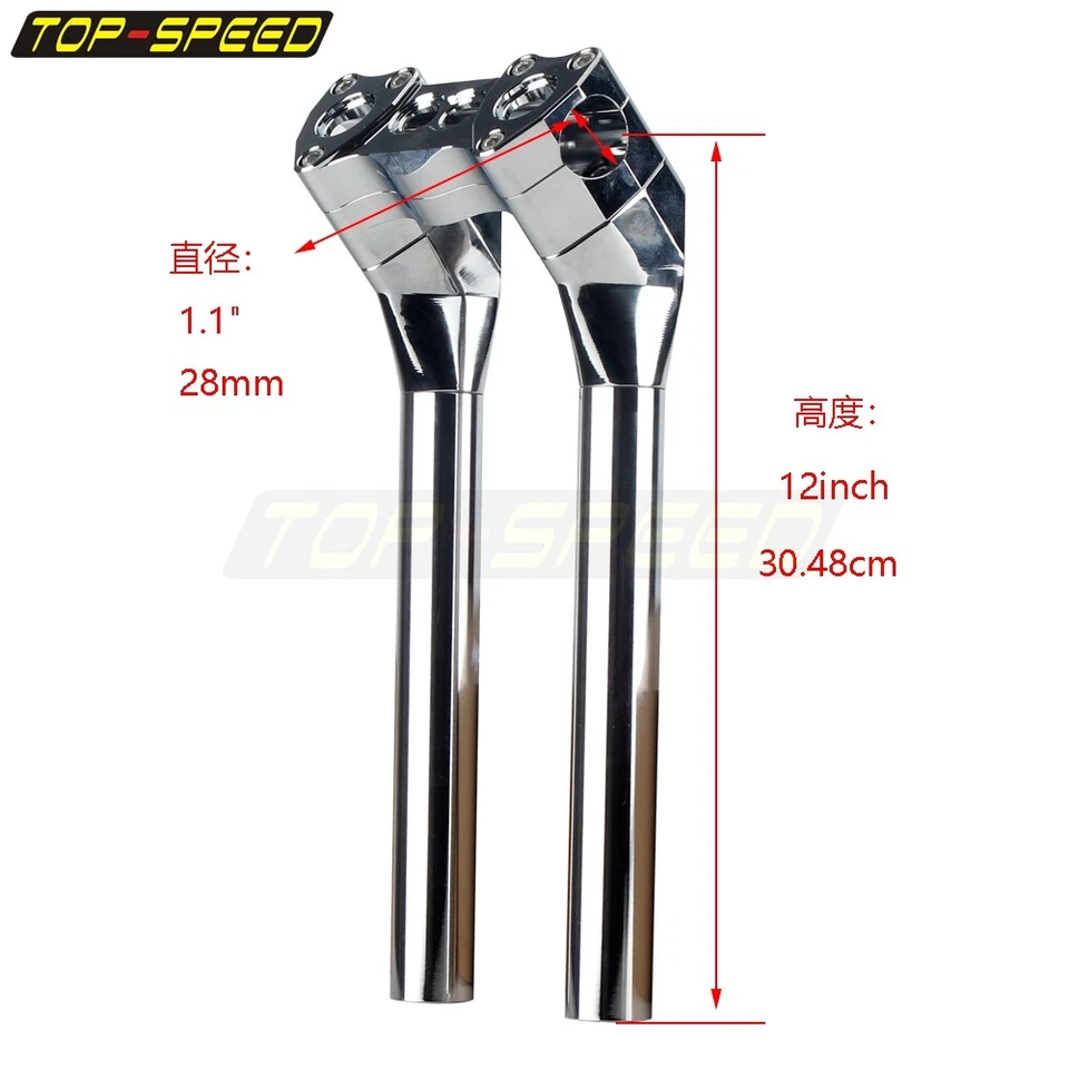 Elevadores de tracción para manillar de 8" 10" 12" o +1"" cromados aptos para Harley Sportster Softail Foto 4 de 4