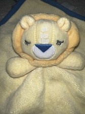 Cloud Island Lion Lovey Security Blanket Plush toy Yellow White Blue- 9 x 9
