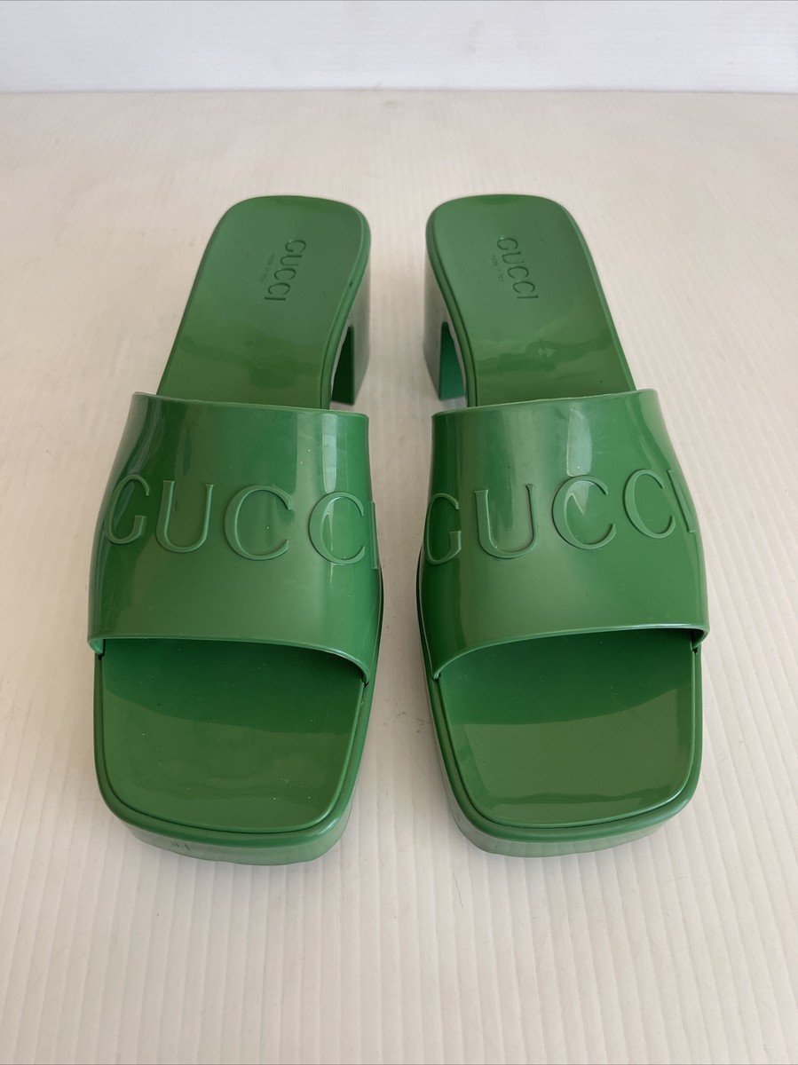 サンダル・ミュール [GUCCI] Women's Logo Rubber Slide Sandals NEW Gucci Rubber Logo Platform 20/60mm Slide Sandals 624730