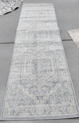 SLATE / IVORY 2'-6'' X 10' Broken Thread Rug Reduced Price 1172726028 ADR108T-210