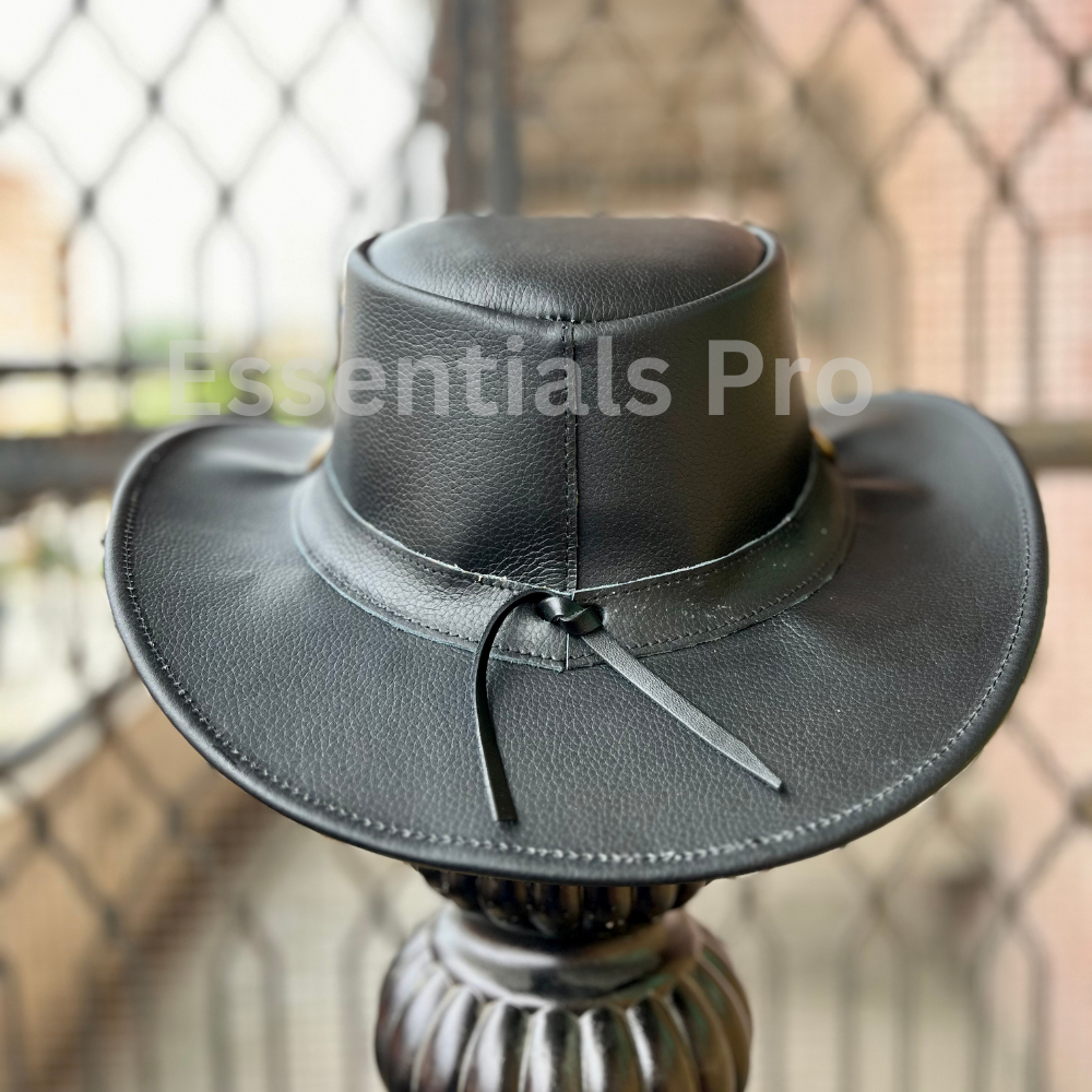 ウォンバット's shop Wombat Black Leather Hat The Wilds Full Grain Leathers Australian