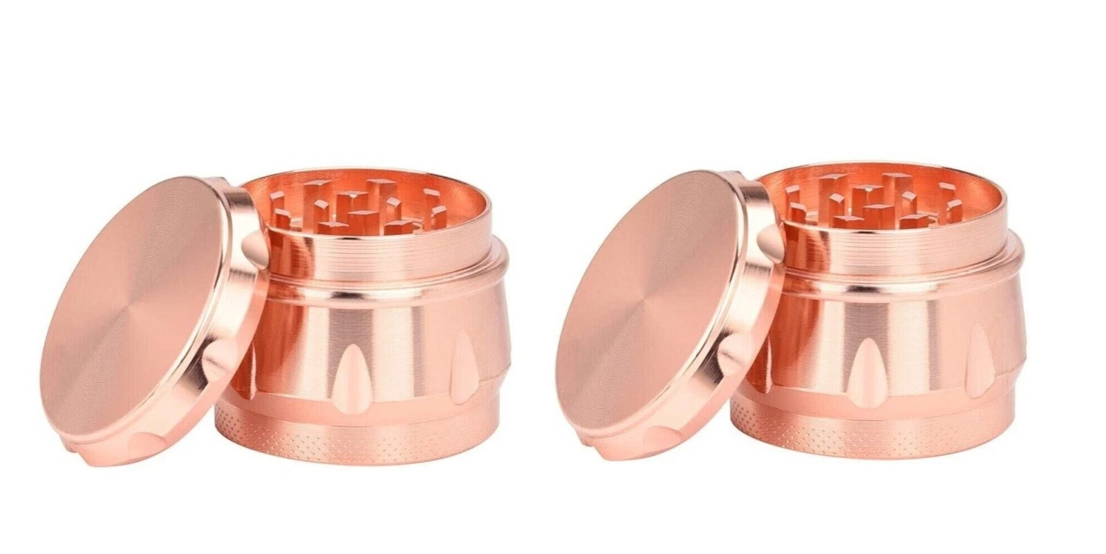Pack of 2 Small Rose Gold Grinders 40mm 4 Piece Metal Herb Spice Tobacco Grinder