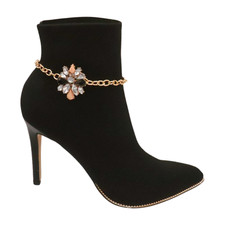 Women Gold Metal Boot Chain Bracelet Shoe Silver Star Charm Wrap Around Anklet