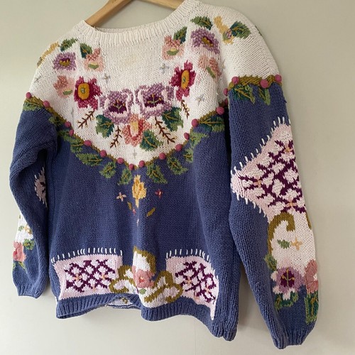 Suéter BHS Vintage Años 80 Algodón Bordado (Talla M) - Imagen 2 de 9