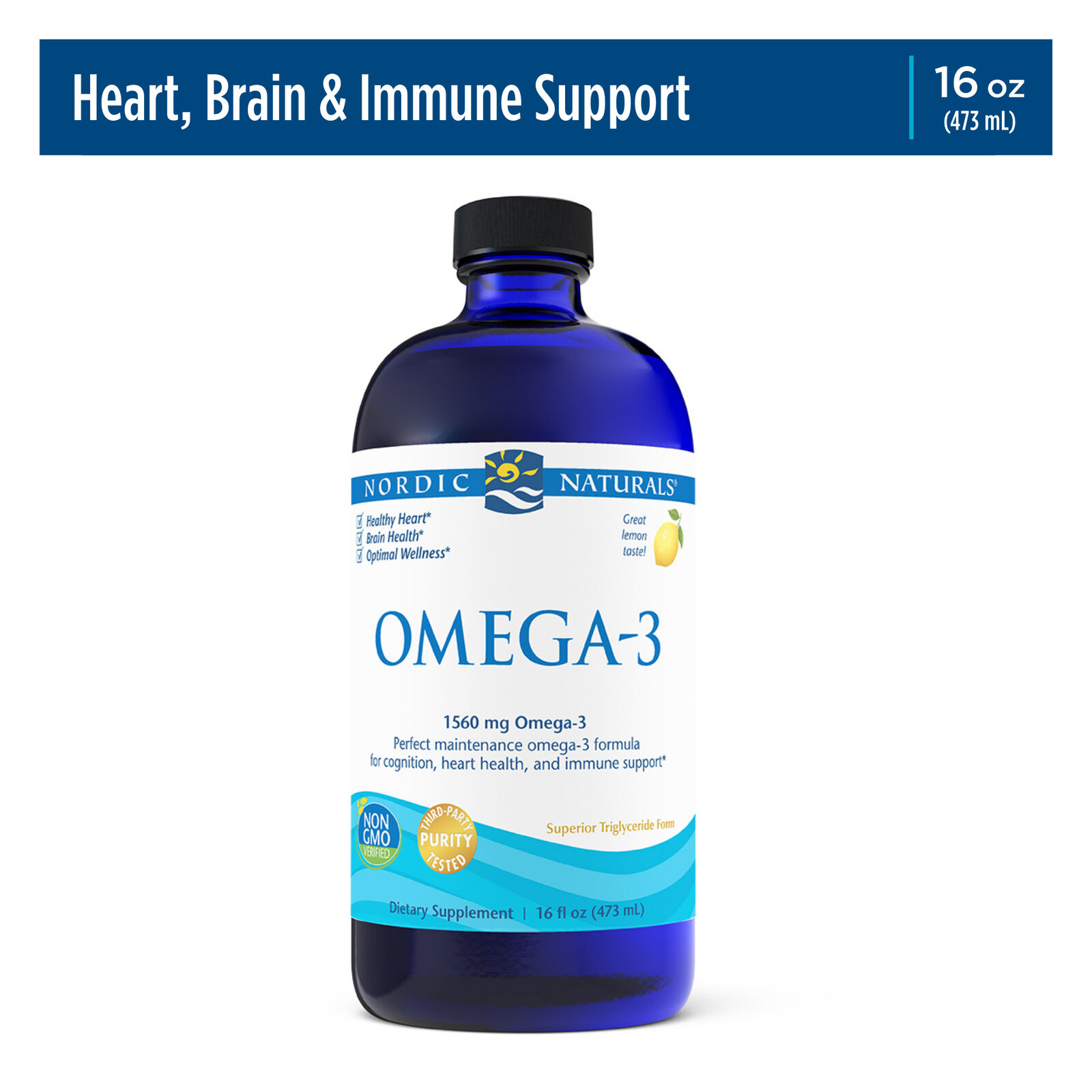 Nordic Naturals Omega-3 Lemon - Cognition, Heart Health, & Immune Support, 16 Oz