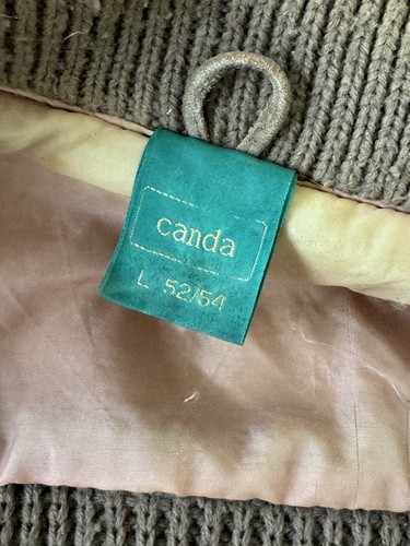 Canda Vintage Men's Cowhide Suede Leather Knit Jacket Brown Size Large C&a Rare - Picture 8 of 8