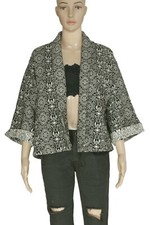 Urban Outfitters Ecote Jacquard Fabric Front Open Black Tunic Vintage Jacket M