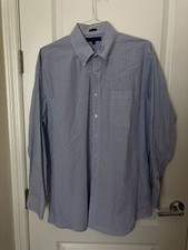Tommy Hilfiger Blue Plaid Check Button Down Dress Shirt - Size 17  34/35