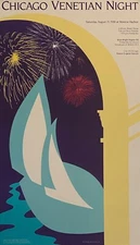 CHICAGO 1988 VENETIAN NIGHT POSTER 24" X 14"  MINT ROLLED