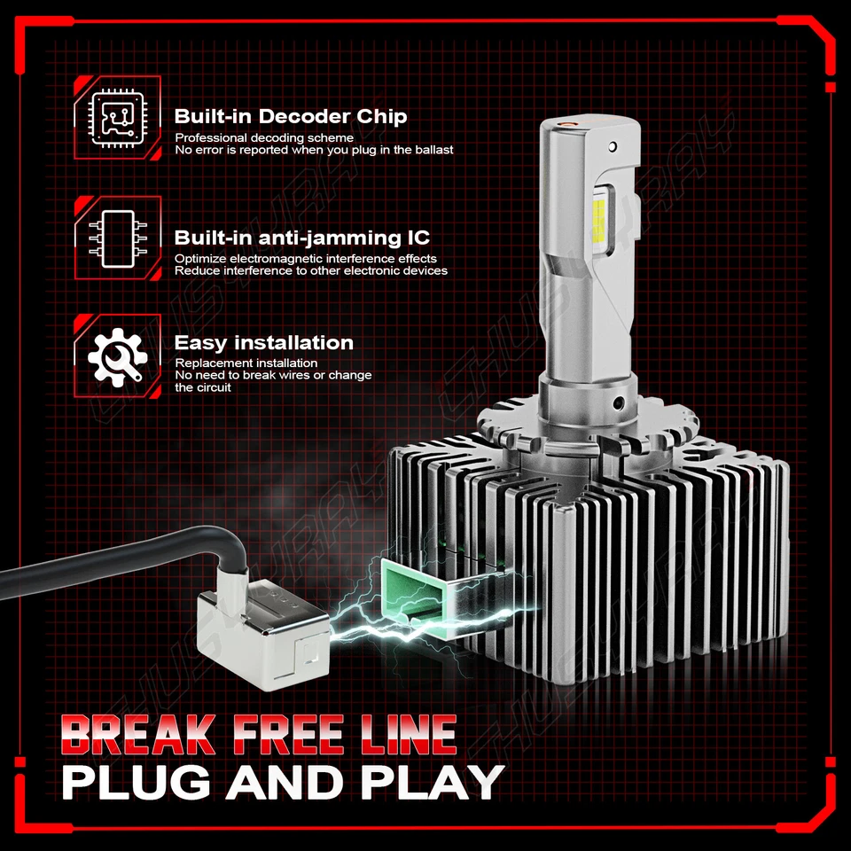 2x D1S D1R LED Headlight Bulb 6000K High Low Beam upgrade Xenon Conversion Kit - Image 3 of 4