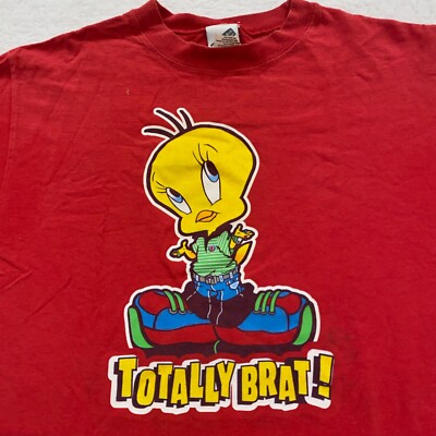 vtg 90s TWEETY TOTALLY BRAT! T-Shirt SMALL single stitch looney tunes cartoon