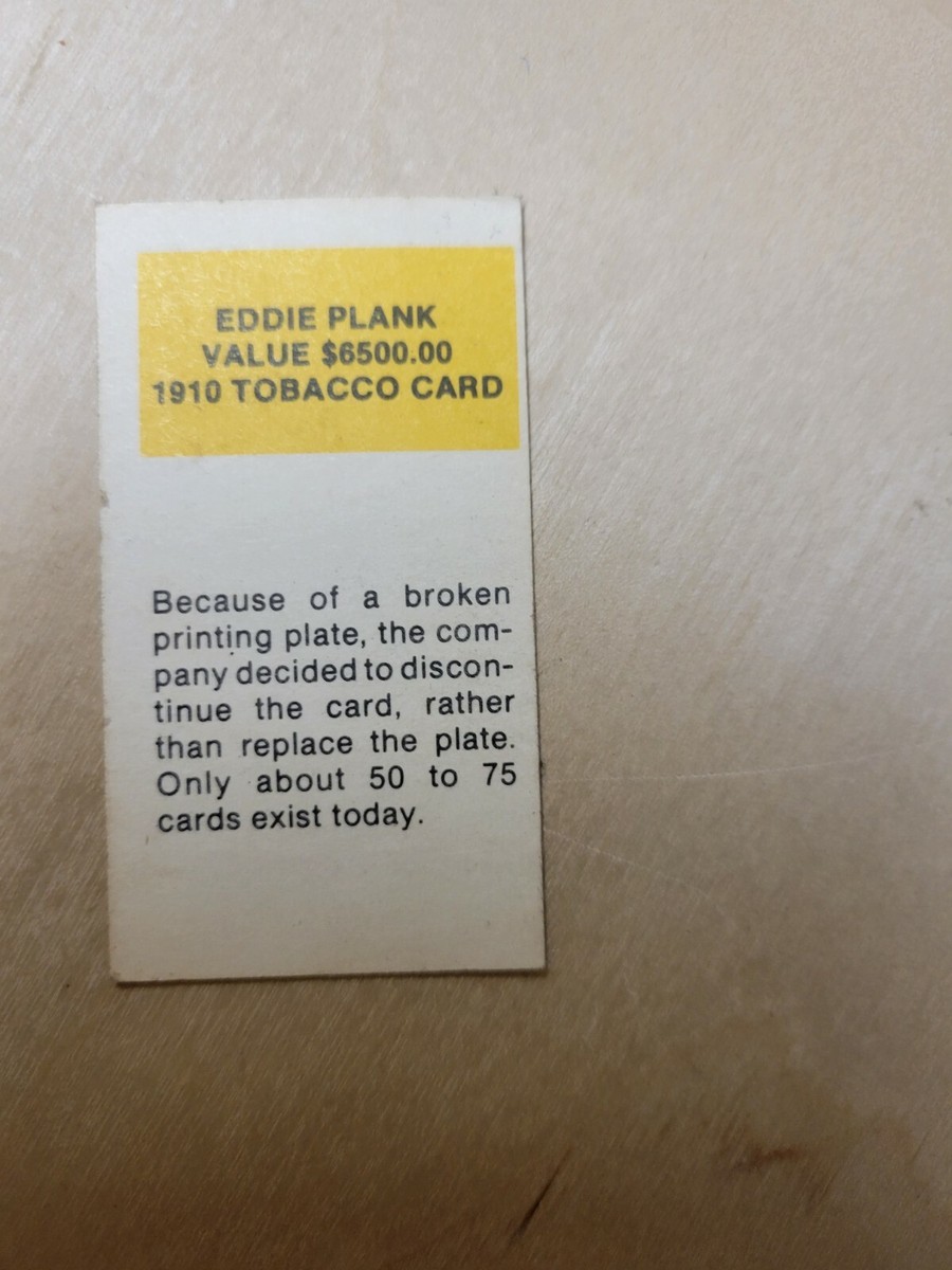 eddie plank 1910 tobacco card reprint EDDIE PLANK VALUE CARD 1910 TOBACCO CARD