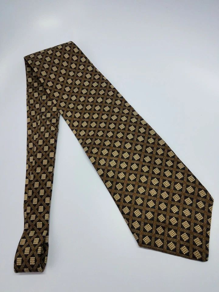 Corbata de seda Geoffrey Beene marrón negra beige geométrica para hombre 56 x 4 Foto 2 de 4