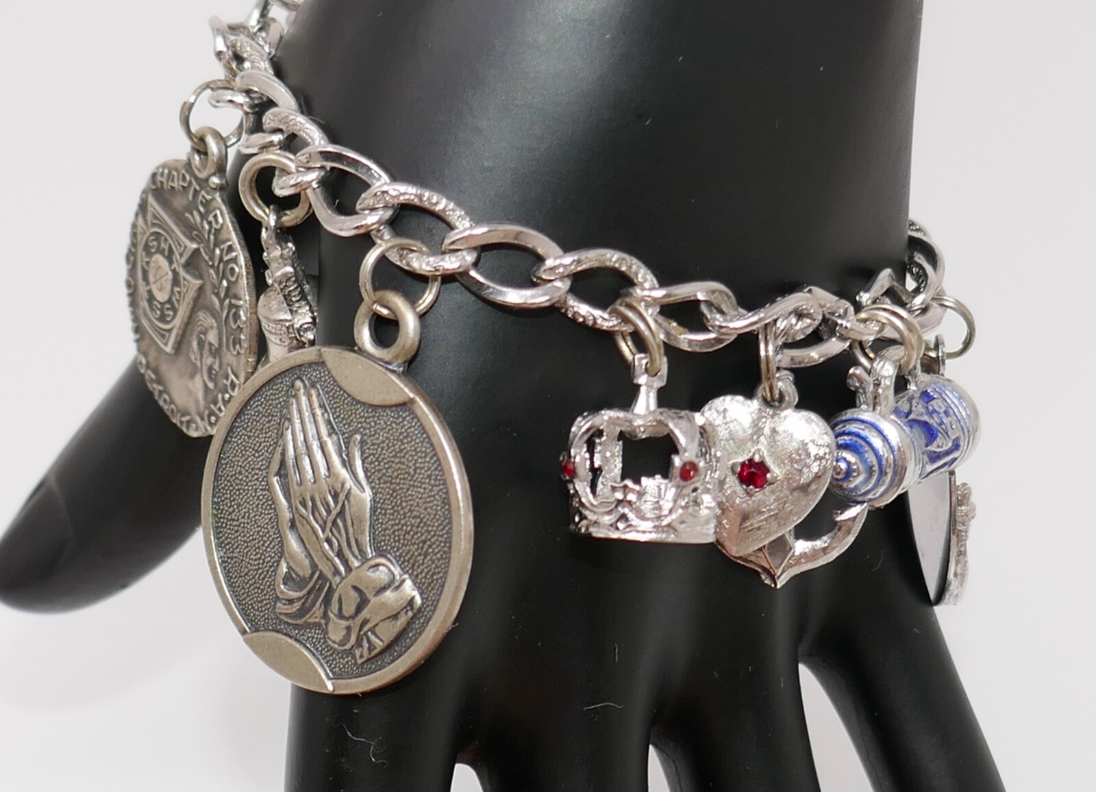 Sterling Silver Multi Theme 12 Charm Bracelet - image 3