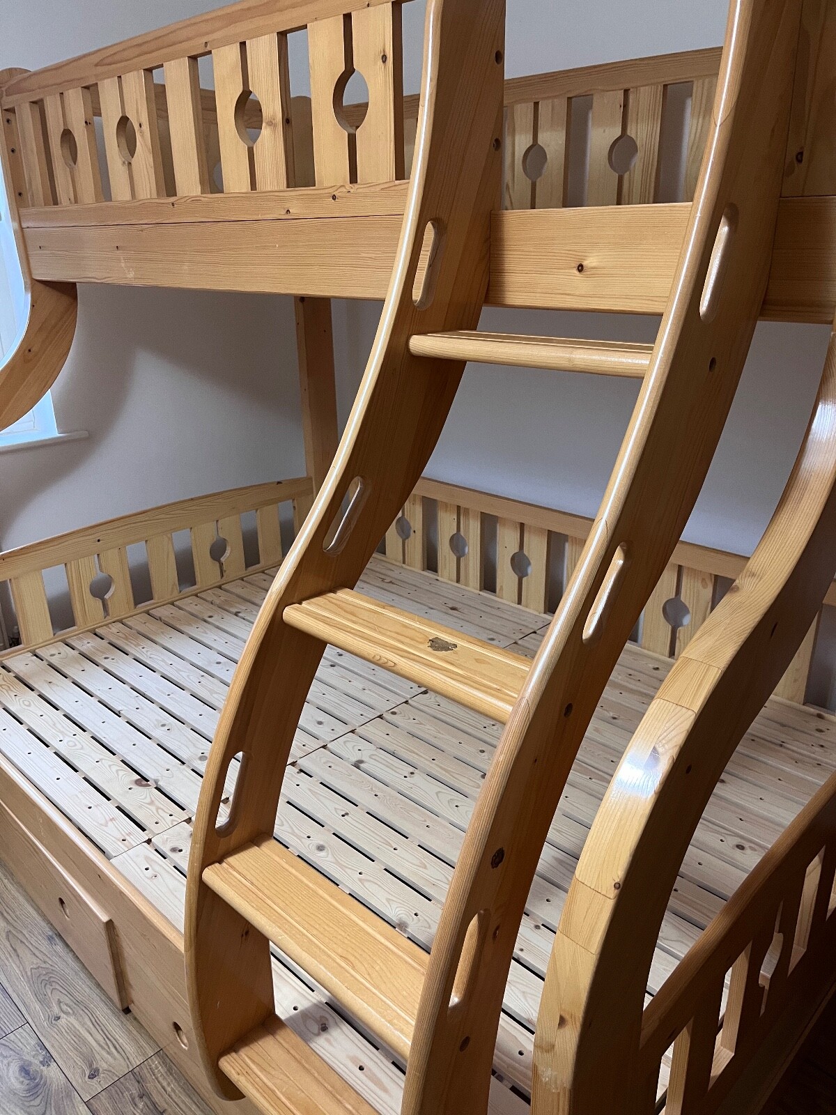 Solid pine wood Triple Bunk bed with drawers eBay