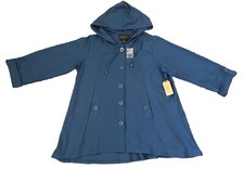 Christian Siriano-teal Jacket 3/4 Sleeve Button Up Hooded W/pockets Size 1x New!