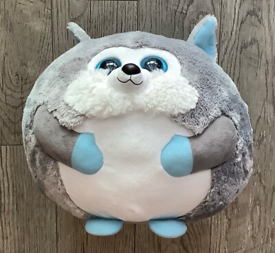 TY Beanie Ballz Yukon Plush Husky Dog Wolf Stuffed Animal Gray White Toy  12”