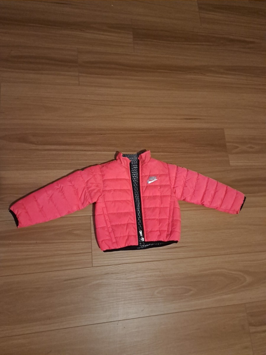 Nike Kids Reflective Synthetic Fill Pink Puffer Jacket Girls Sz 12