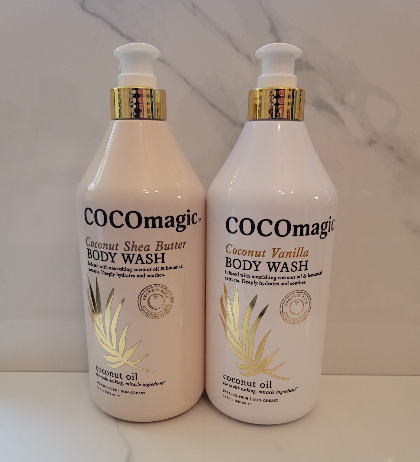 COCONUT SHEA BUTTER BODY WASH W,COCONUT OIL(2BOTTLES) OF 32FL