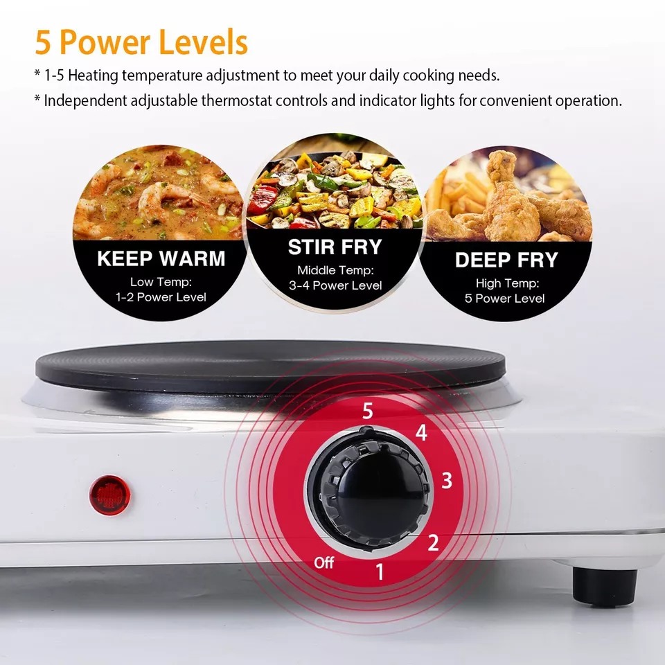 2000W Portable Electric Double Burner Hot Plate Cooktop Cooking Stove Kitchen - Image 3 of 4
