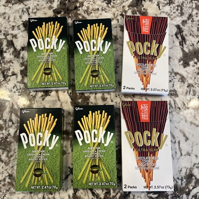 6 Box s Pocky Cream Covered Biscuit Sticks 2.47 oz per Pack (4 Matcha)2 Choco
