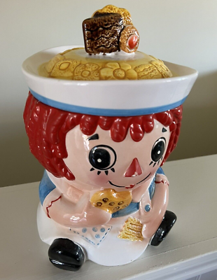 Vintage Raggedy Ann Cookie Jar wearing Raggedy Andy Hat Napcoware