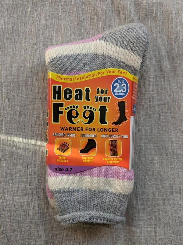 New Aldi Heat For Your Feet UK 4-7 Socks Warm 2.3 Tog Brushed Inside Cushioned