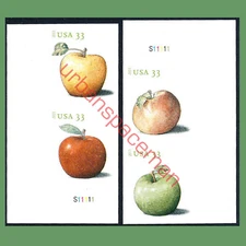 4727-28b LL 4729b-30b UR Imperf 33c Apples Vertical Pairs with Plate Numbers NDC