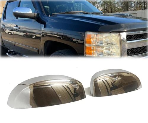 Chrome Side Half Mirror Covers Add-on Style Fit Chevy Silverado 1500 2007-2013