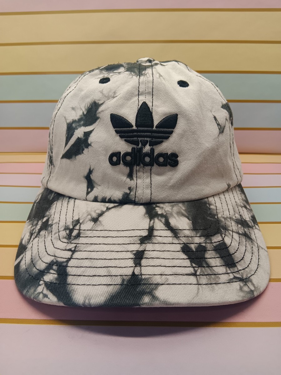 ラン Adidas Tie Dye Hat Cap Strapback Adjustable Black White RN# 90288