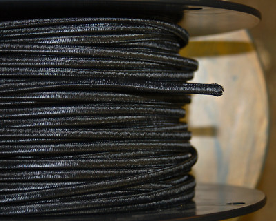 Black 2-Wire Cloth Covered Cord, 18ga. Vintage Style Lamps Antique Lights, Rayon
