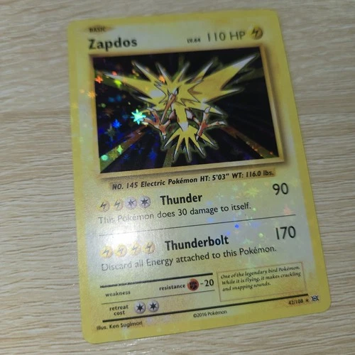 HEAVY HOLO BLEED ERROR NM Zapdos 42/108 XY Evolutions Rare 2016 Pokemon Card