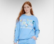 Women's Hello Kitty and Friends Love Yourself Crewneck Sweatshirt Light Blue XXL