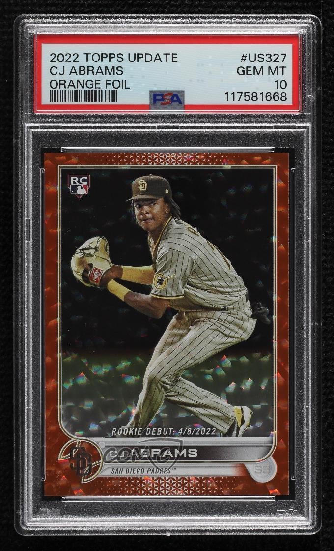 2022 Topps Update Rookie Debut Orange Foil 207/299 CJ Abrams PSA 10 GEM MT RC