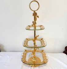 Luxury 3 Tiers Serving Stand Dessert Tray Home Serving Stand Gold Table Tray