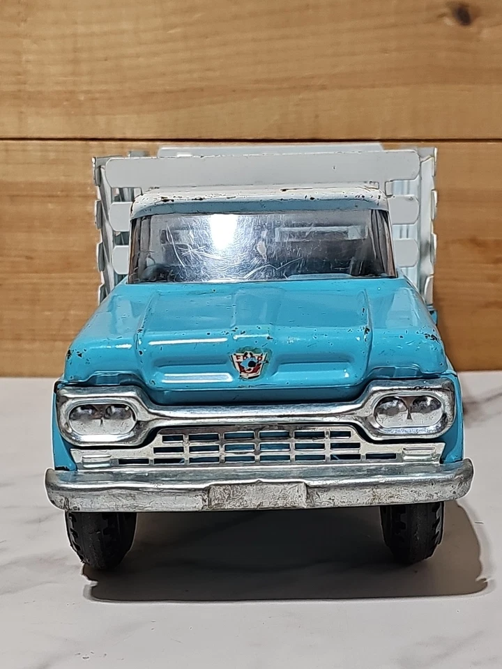 Vintage Nylint Sky Blue & White Ford Chase & Sanborn Stake Truck w/ Panels - Image 3 of 4