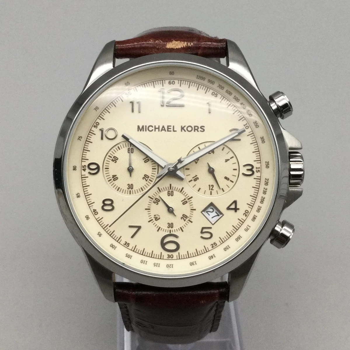 Michael Kors Men’s Silver Case Brown Glitter Dial Leather Watch Michael Kors Layton Brown Leather Mens Watch MK8859 - Jacob  main image 3