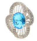 925 Sterling Silver  Blue Topaz Floral Filigree Cocktail Ring Sz 6.5  RG10858 — photo 1