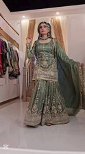 Latest New Chinnon Silk Top And Sharara With Stylish Dupatta For Reception Wear