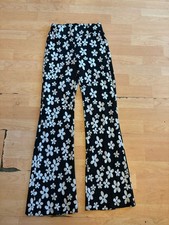 URBAN OUTFITTERS black White Floral Flare Pull On Pants Size S Women Retro AL12